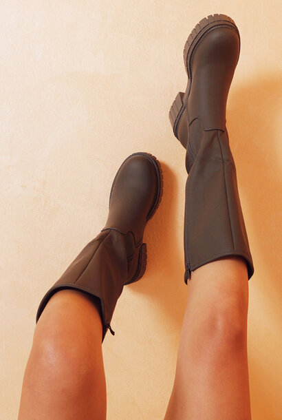 Get It On Faux Leather Boots Olive