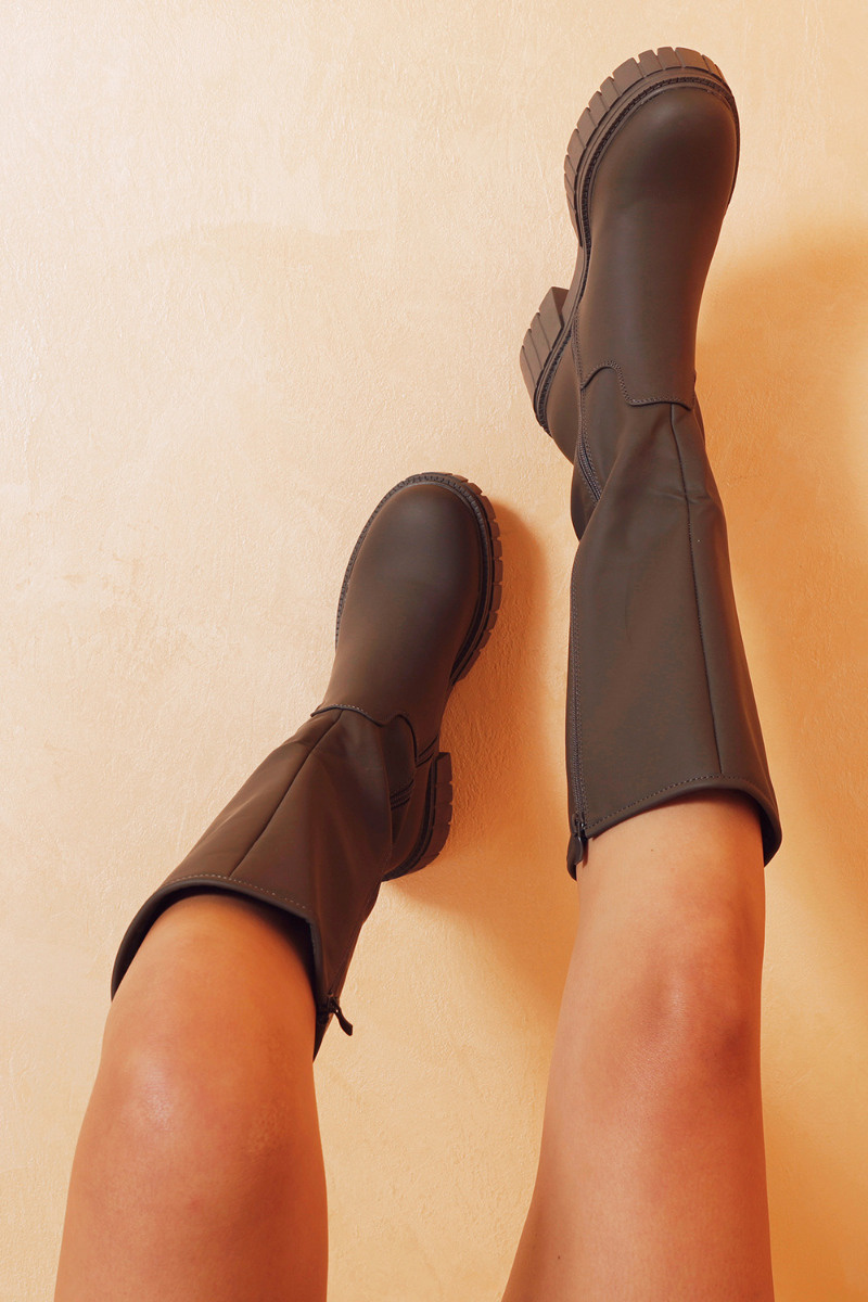 Get It On Faux Leather Boots Olive-1