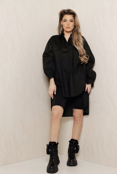 Say When Oversized Blouse Dress Black