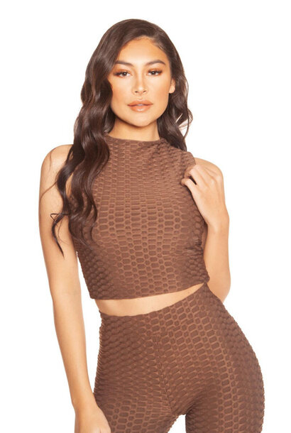 Honeycomb Crop Top Brown