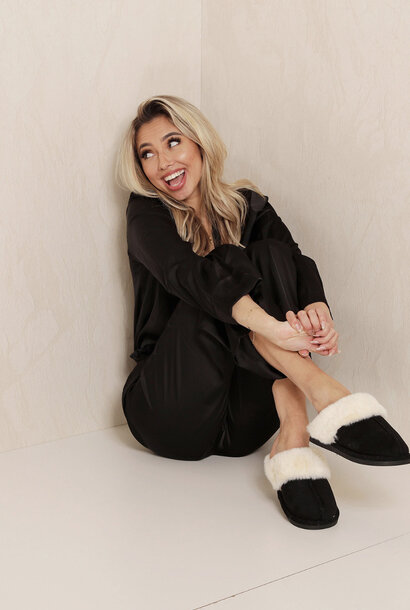 Classic Fluffy Slides Black