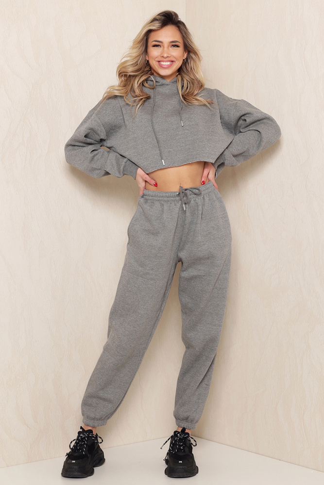 Amber Cropped Joggingsuit Dark Grey-1