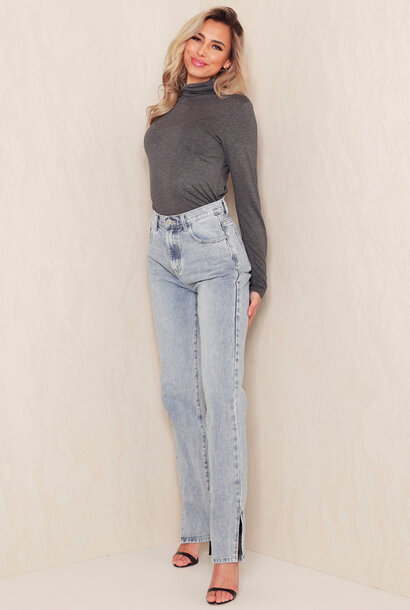 Jackylyn Turtle Neck Top Dark Grey