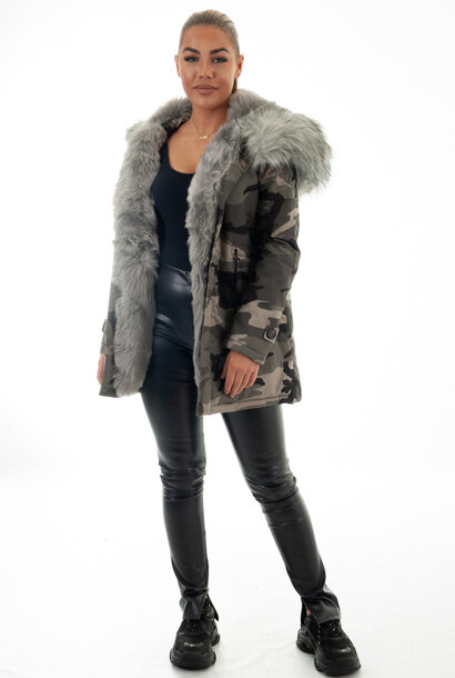 Parka Fur Camo Grey