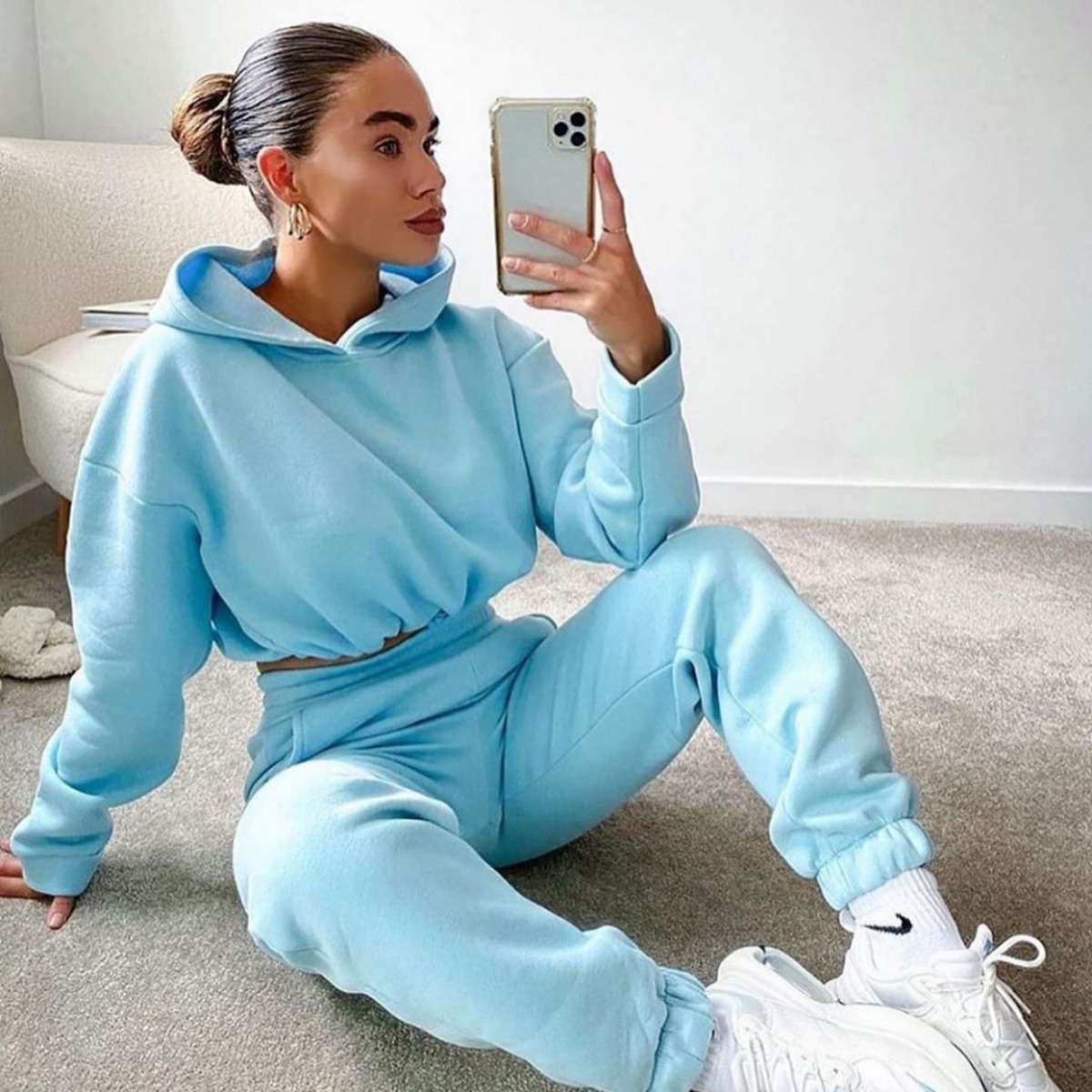 Amber Cropped Joggingsuit Aqua-4
