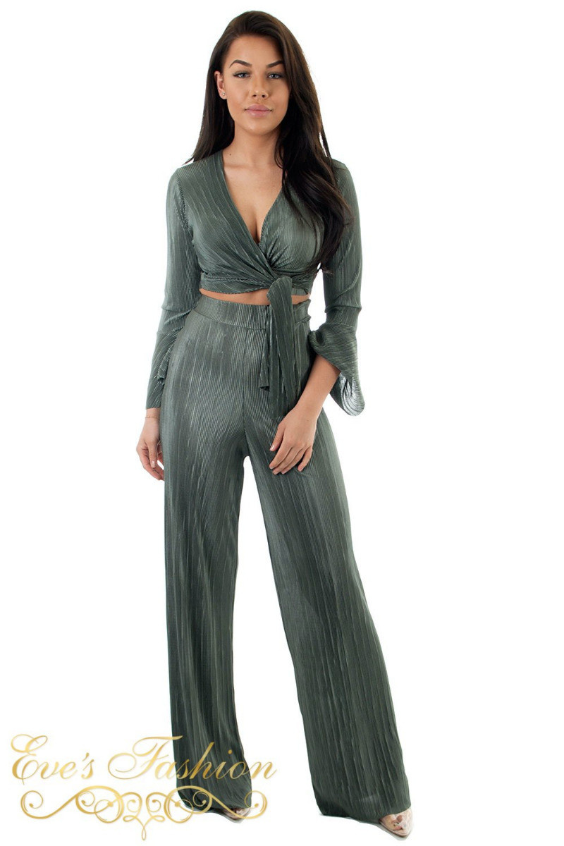 Eve - Selene Glam Flare Pants Khaki-1