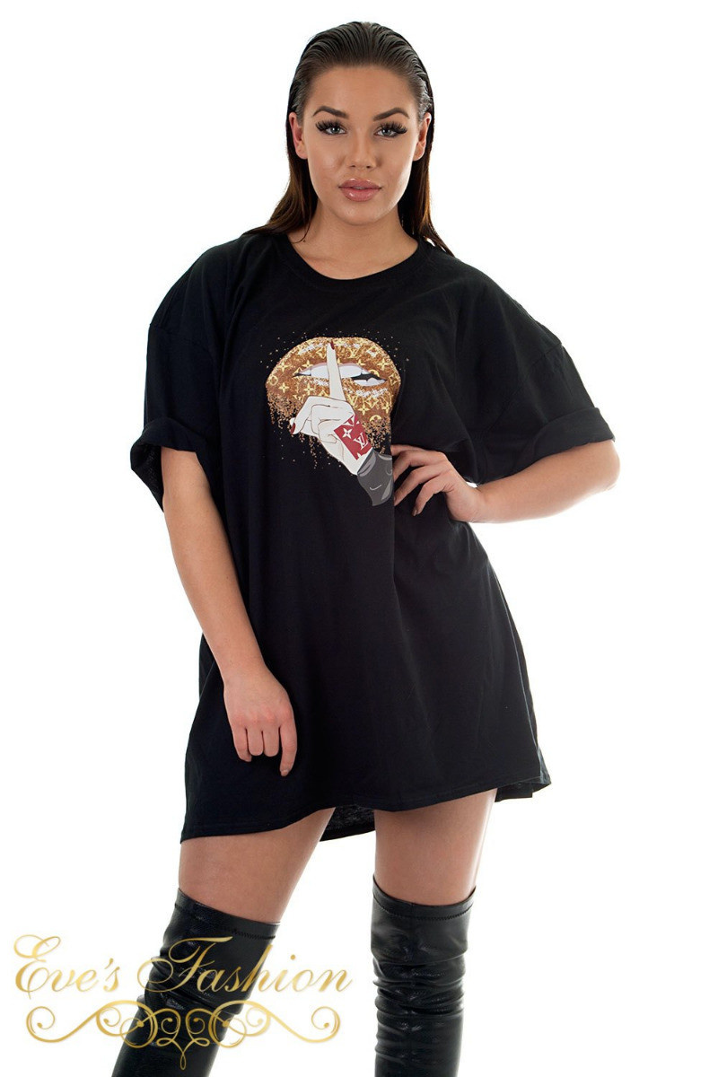Eve - Ssssh Lips Tee Black-1