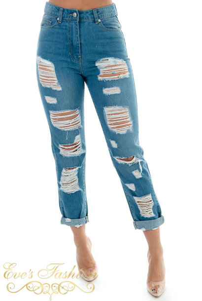 Eve - Ripped High Waisted Boyfriend Jeans