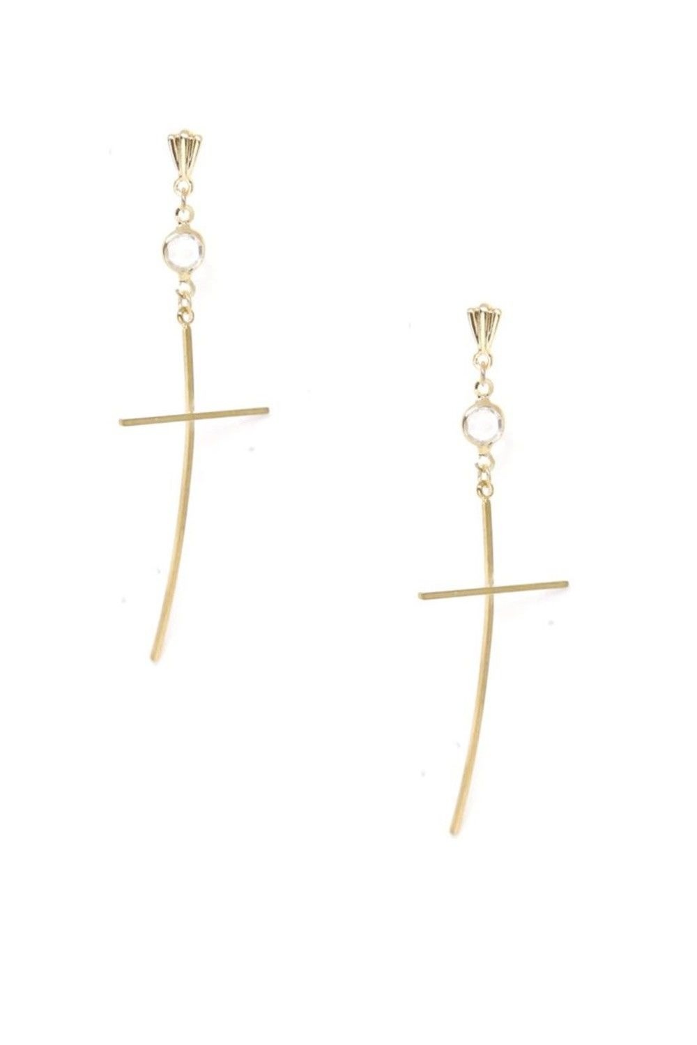 Ettika - Thin Cross Earrings In Gold-1