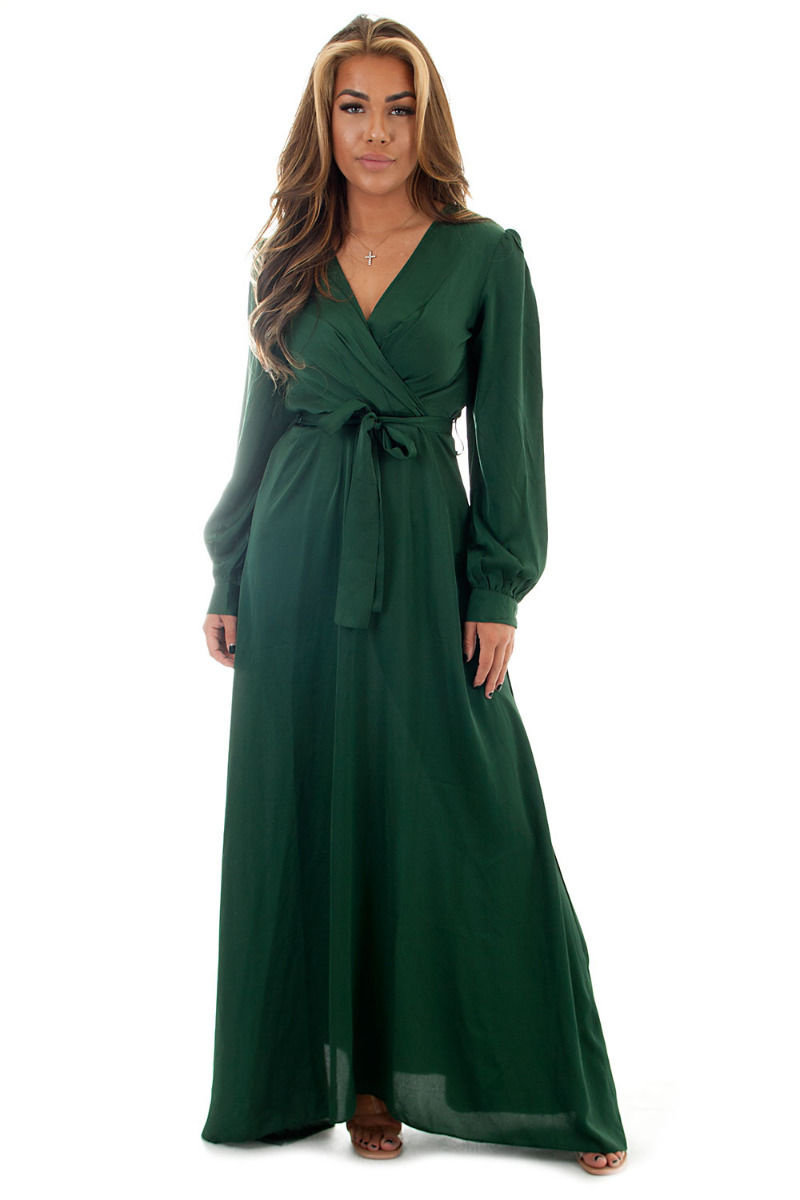 Eve Exclusive - Venice Satin Dress Royal Green-1