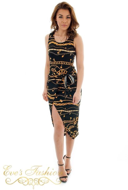 Eve - Miami Chain Wrap Dress Black