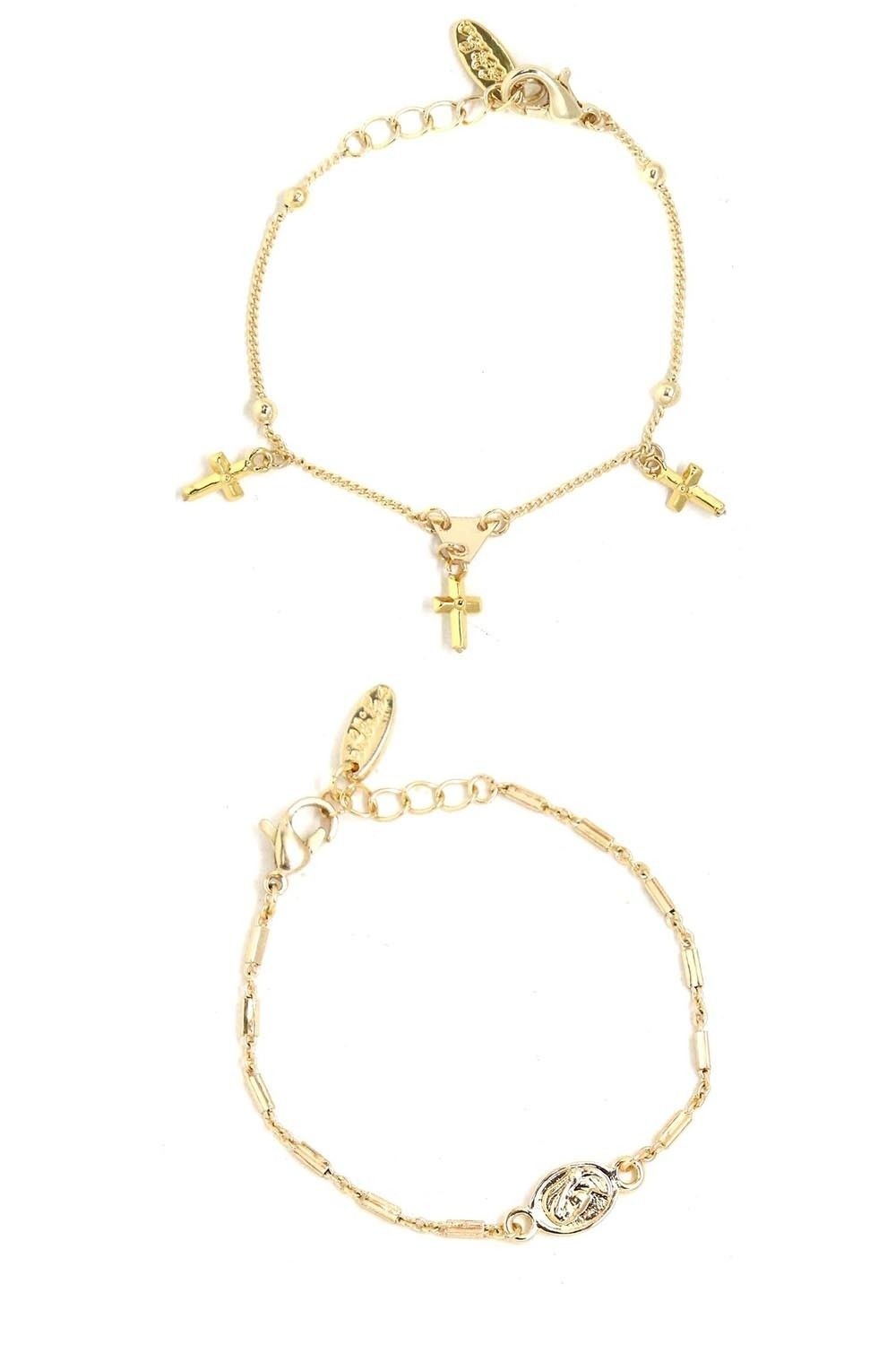 Ettika - Cross and Coin Bracelet Set Gold-1