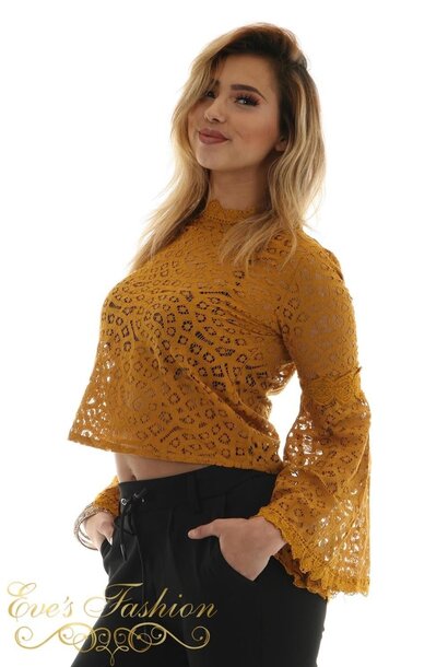 Eve - Lace Flare Top Oker