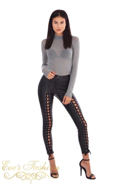 LA Sisters - Mesh Turtle Neck Top Grey