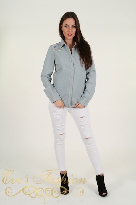 B.More - Flower Jeans Blouse-1