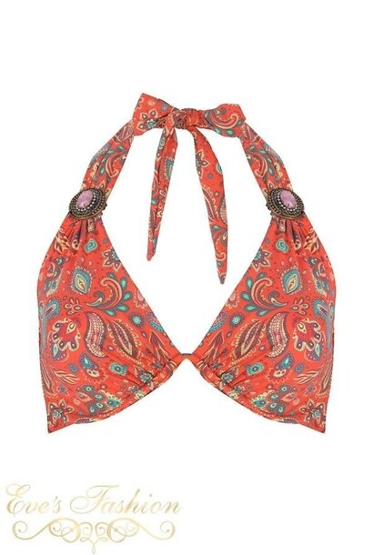 Boho -Top Triangel Brace Coral Paisley