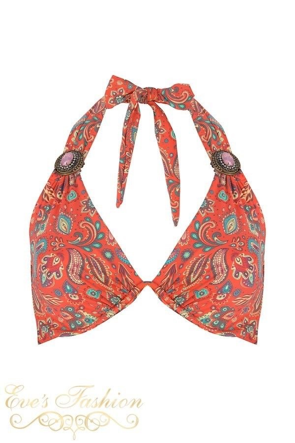 Boho -Top Triangel Brace Coral Paisley-1