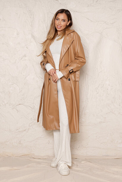 Empower Faux Leather Coat Light Brown 2.0