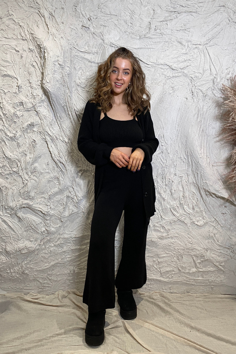 Mayla Knitted 3 Piece Set Black-3