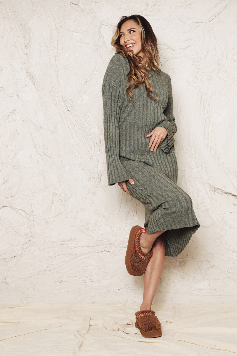 Fenna Cozy Dress Khaki-2
