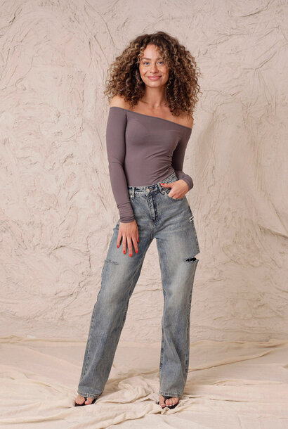 June Wide Leg Jeans Mid Blue