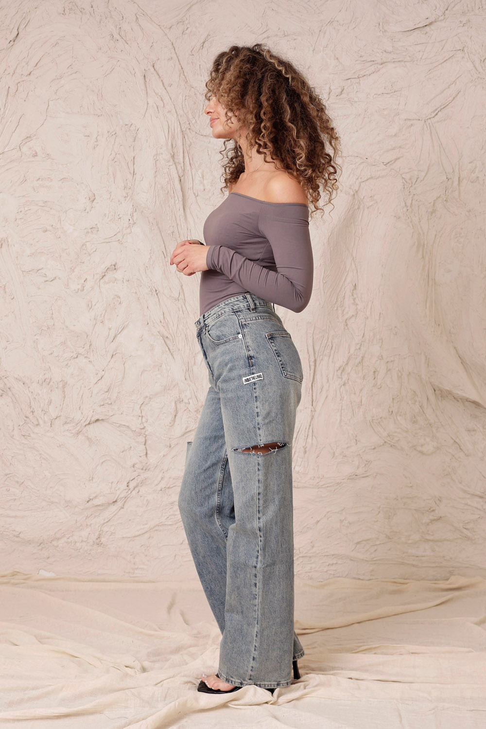 June Wide Leg Jeans Mid Blue-5