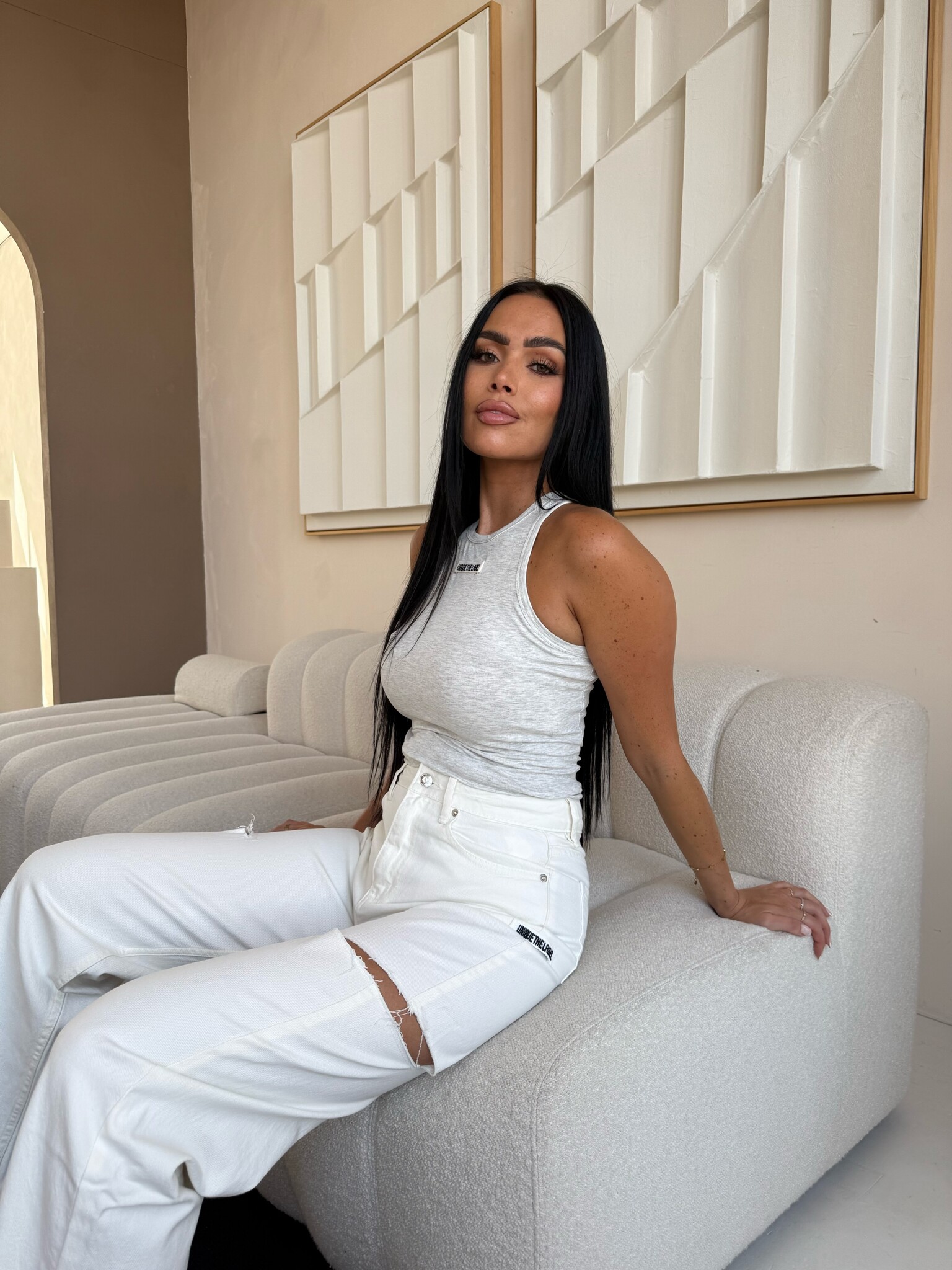 June Wide Leg Jeans White-2
