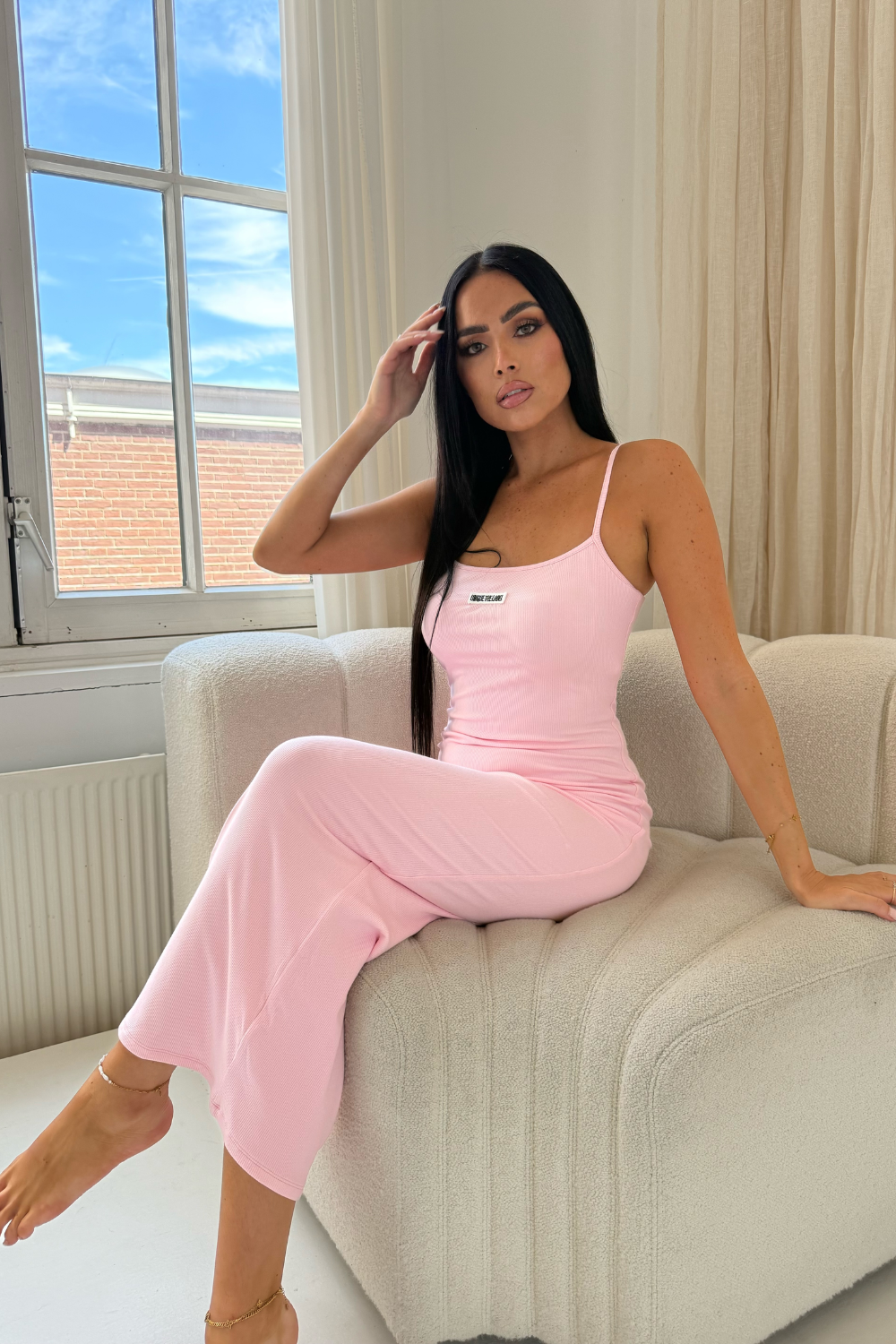 Zoe Ribbed Dress Powder Pink-2