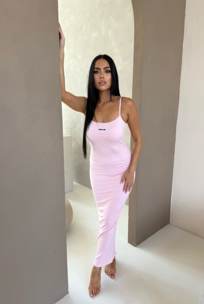 Zoe Ribbed Dress Powder Pink
