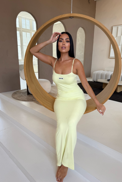 Zoe Ribbed Dress Soft Yellow