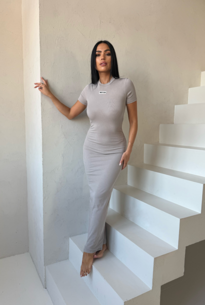 Donna T-shirt Ribbed Dress Pebble