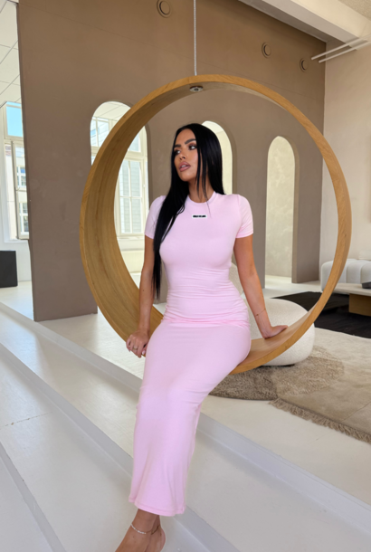 Donna T-shirt Ribbed Dress Powder Pink