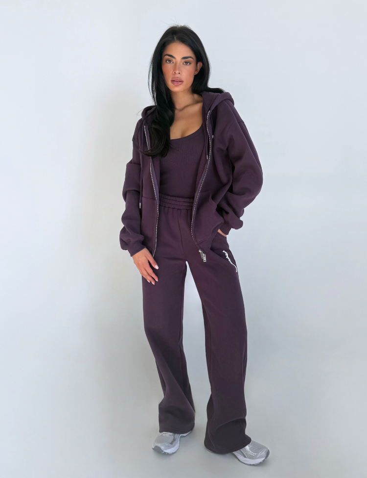 Imani Wide Leg Jogger Deep Berry-1