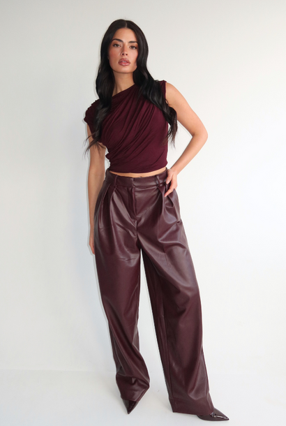 Ziva Leather Pantalon Burgundy