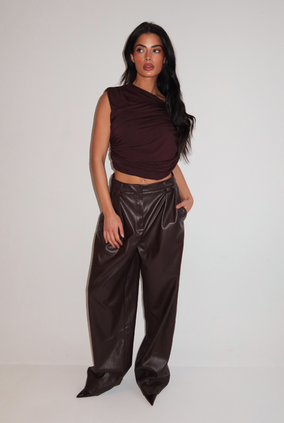 Ziva Leather Pantalon Brown