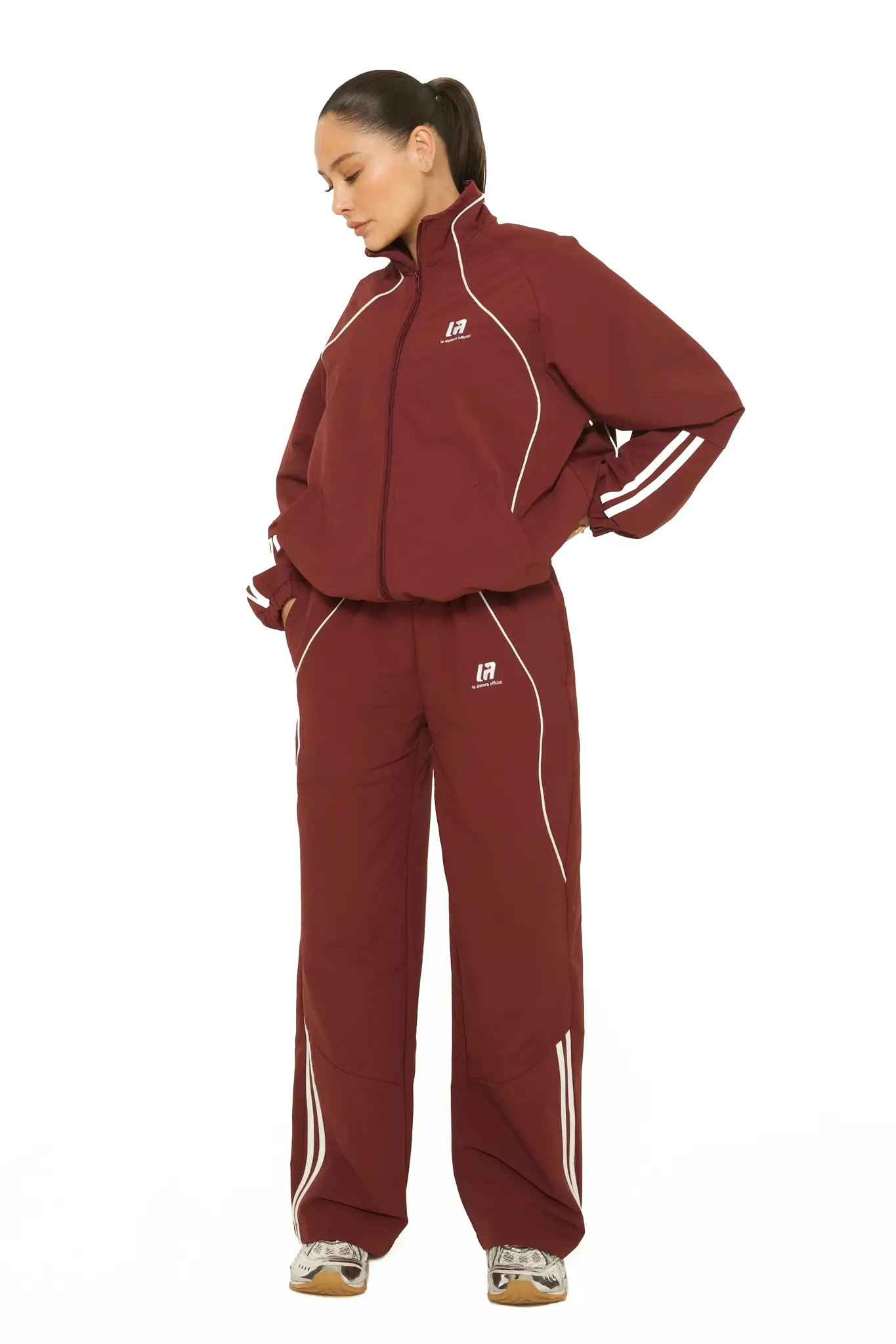 LA Official Track Pants Burgundy-1