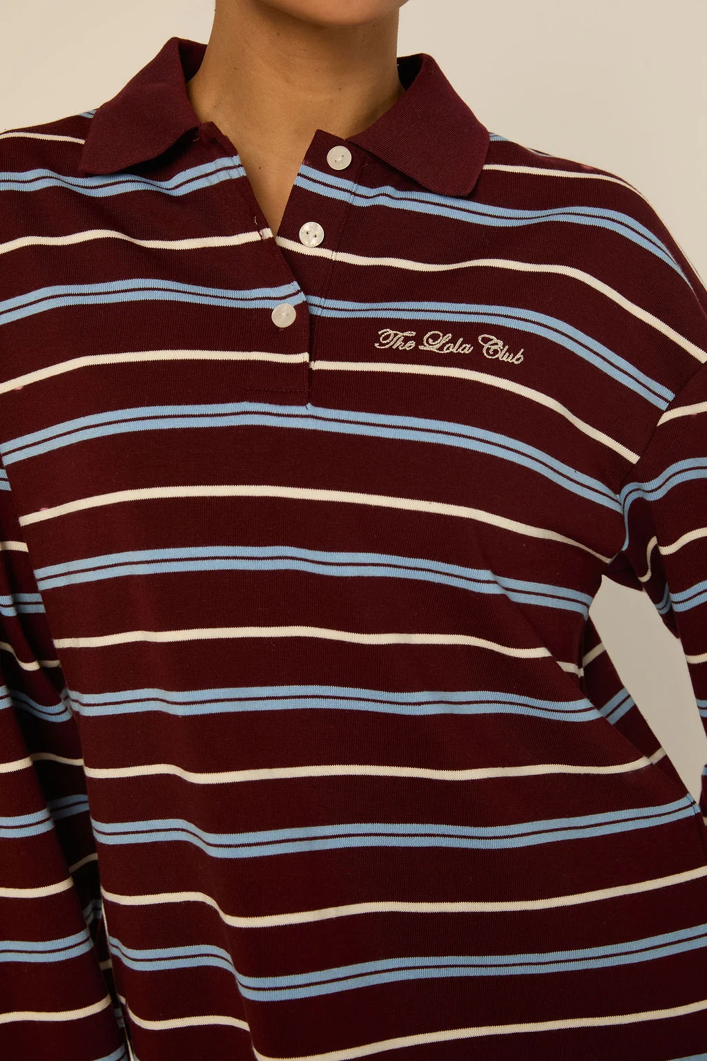 Emilia Polo Striped Mulberry Wine-2