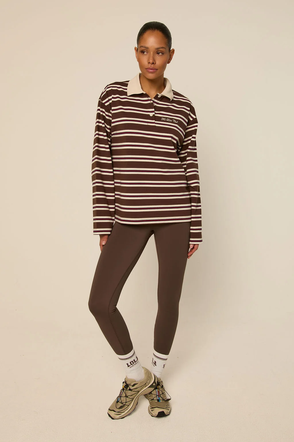 Emilia Polo Tee Striped Espresso-3