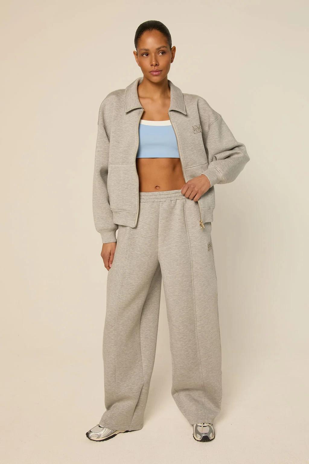 Lois Zip Trough Grey Melange Jacket-2