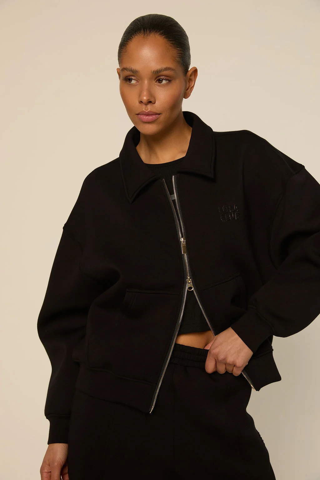 Lois Zip Trough Black Jacket-1