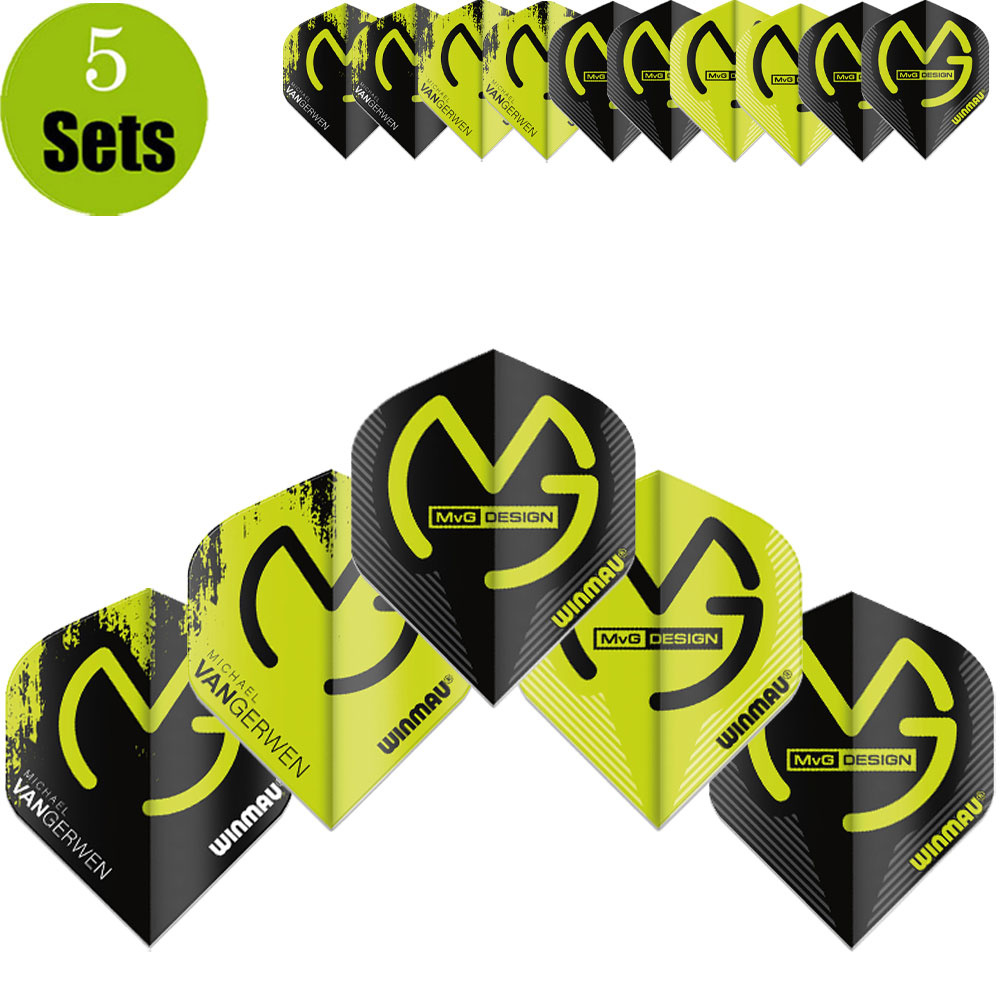 Winmau Michael van Gerwen Dartflights - 5pack Green afbeelding