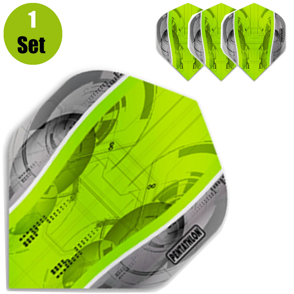 Pentathlon Pentathlon Silver Edge Dartflights - Groen afbeelding