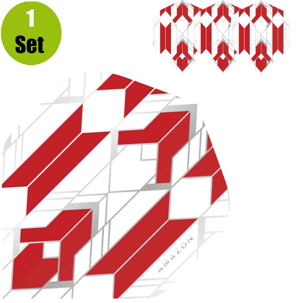 Amazon Amazon Glaze Dartflights - Wit - Rood afbeelding