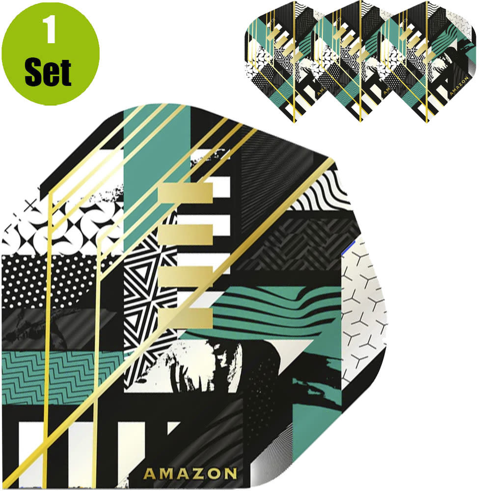 Amazon Amazon Abstract Dartflights - Zwart - Aqua afbeelding