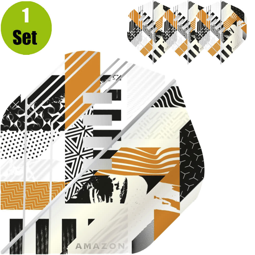 Amazon Amazon Abstract Dartflights - Wit - Oranje afbeelding