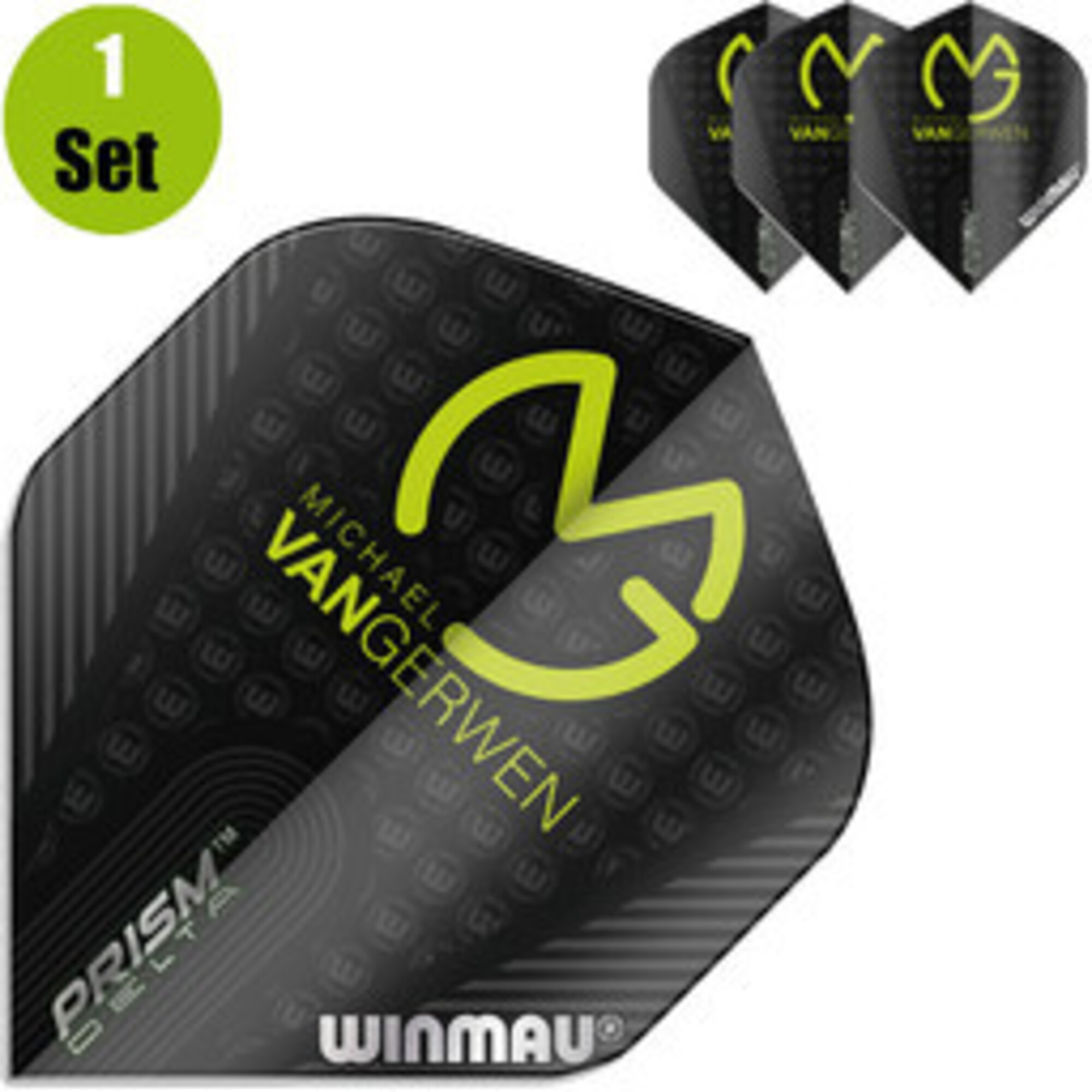 Alette Per Freccette WINMAU Michael Van Gerwen Prism Alpha - 10 Set (30 Alette) Extra Spesse 100 Micron, Nere E Verdi, Per Prestazioni Di Volo Ottimali