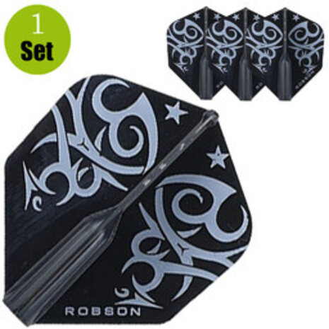 Robson Robson Standaard Tribal Dartflights - Zwart Wit Robson Robson Standaard Tribal Dartflights - Zwart Wit
