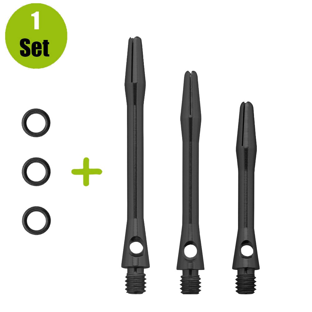 Lena Lena Aluminium Dartshafts + Rubber - Zwart