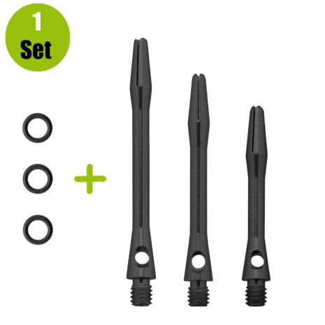 Lena Lena Aluminium Dartshafts + Rubber - Zwart