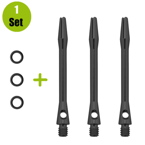 Lena Lena Aluminium Dartshafts + Rubber - Zwart